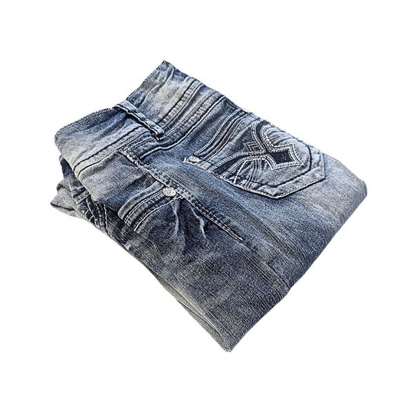 Vintage Y2K  ANGELS JEANS McBling Ultra Low Rise Crop Cuff Icy Wash Jeans Size 7 - Picture 8 of 8